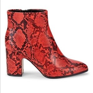 BCBGeneration Red Snakeskin Booties New